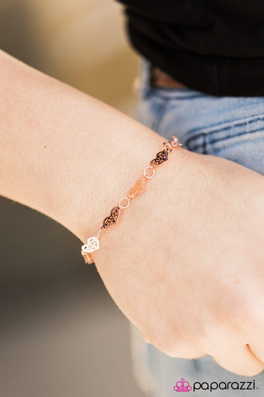 Paparazzi Bracelet ~ Glad To HEART It - Copper