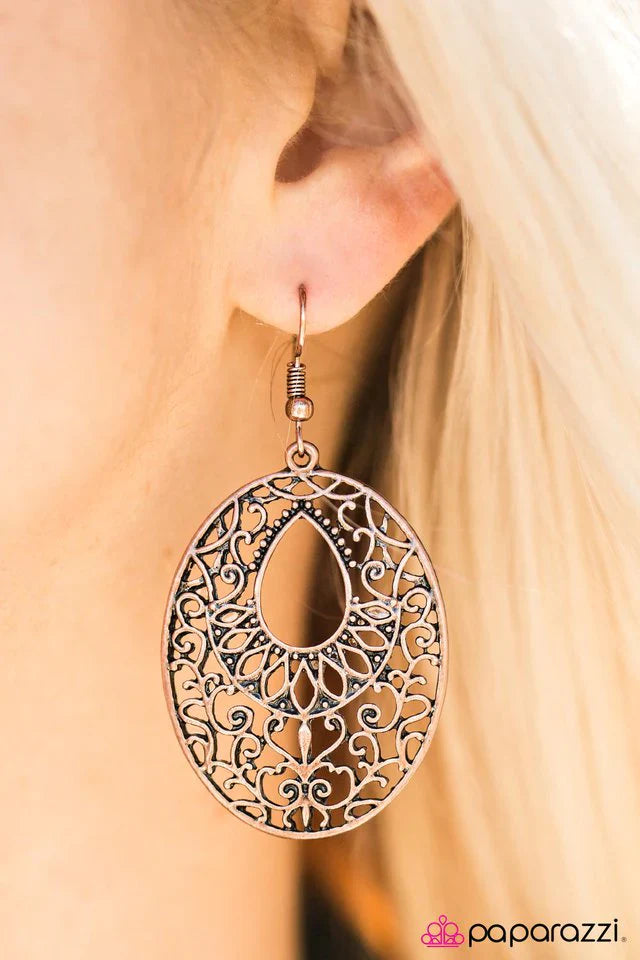 Paparazzi Earring ~ Regal Code - Copper