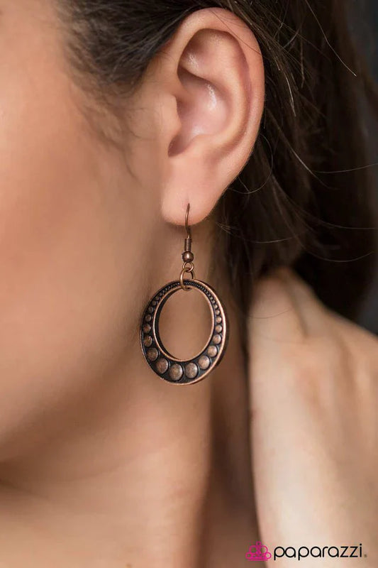 Paparazzi Earring ~ Lunar Luster - Copper