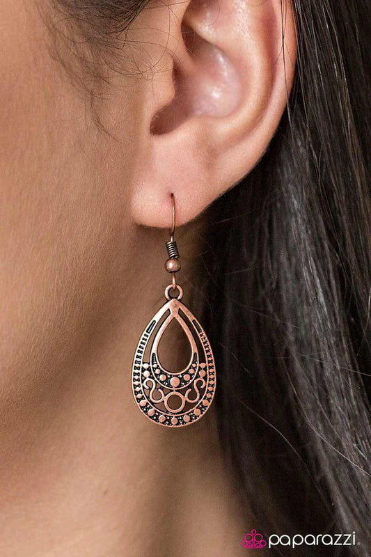 Paparazzi Earring ~ Desert Rain - Copper