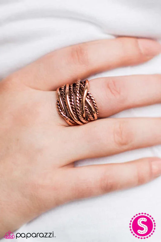 Paparazzi Ring ~ Show Em The Ropes - Copper