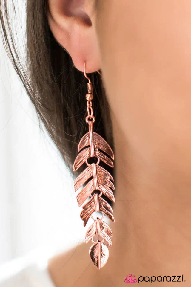 Paparazzi Earring ~ Use Your Wings - Copper