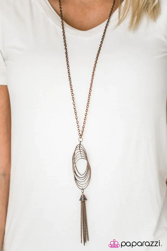 Paparazzi Necklace ~ Twirl and Tassel - Copper