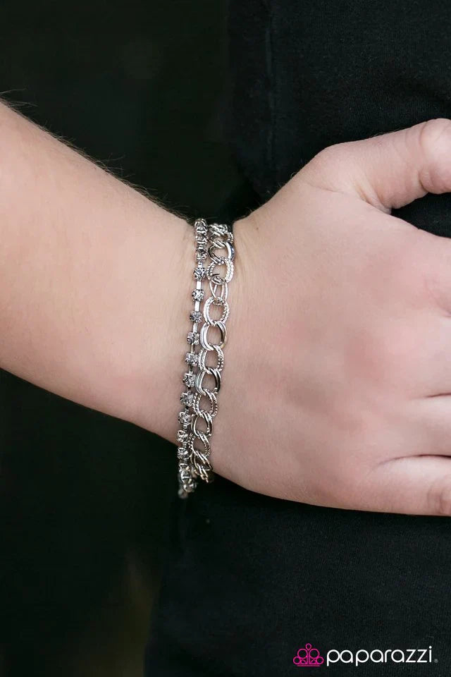 Paparazzi Bracelet ~ Double Time - Silver