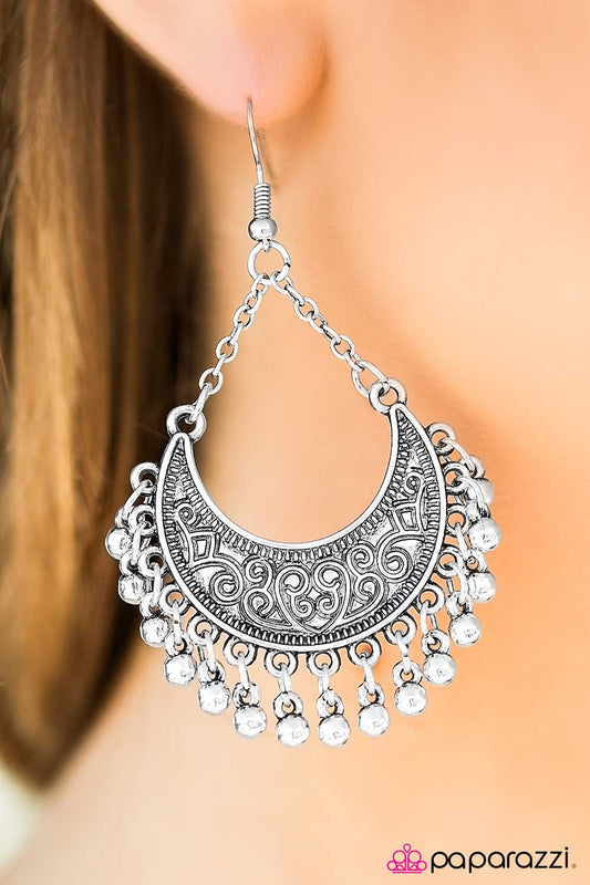 Paparazzi Earring ~ Stay Wild, Moon Child  - Silver