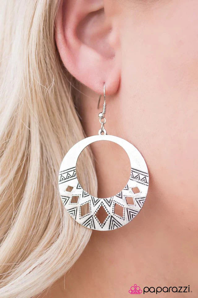 Paparazzi Earring ~ Welcome To The Amazon - Silver