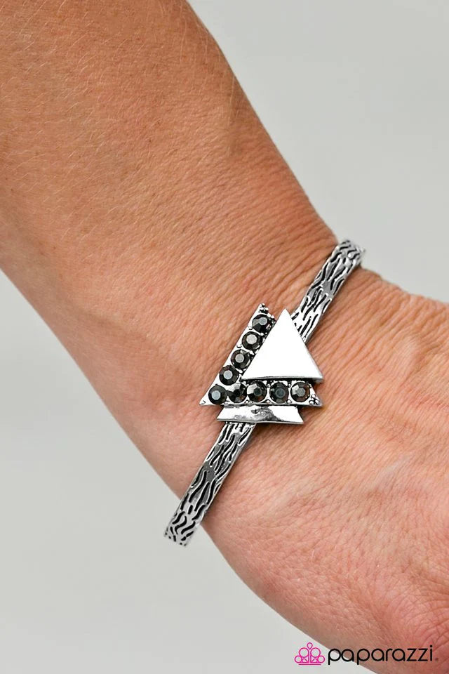 Paparazzi Bracelet ~ Great Pyramid of GLITZ-a - Silver