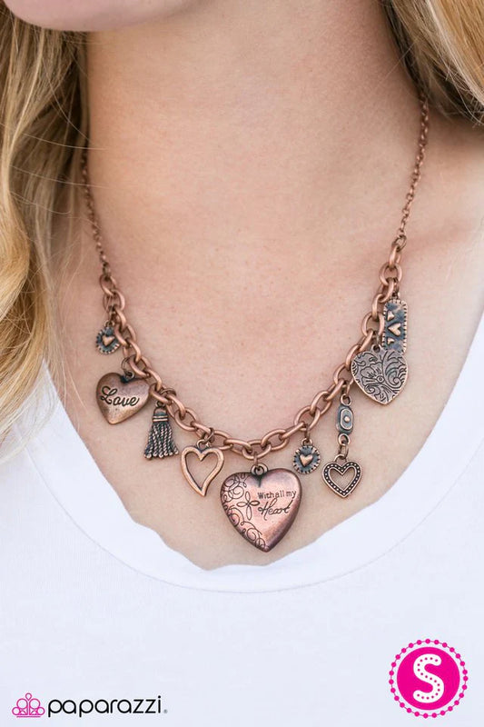 Paparazzi Necklace ~ Heart Of Wisdom - Copper