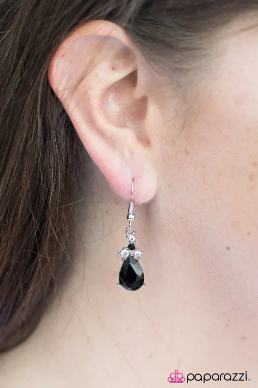 Paparazzi Earring ~ Perfectly Princess - Black