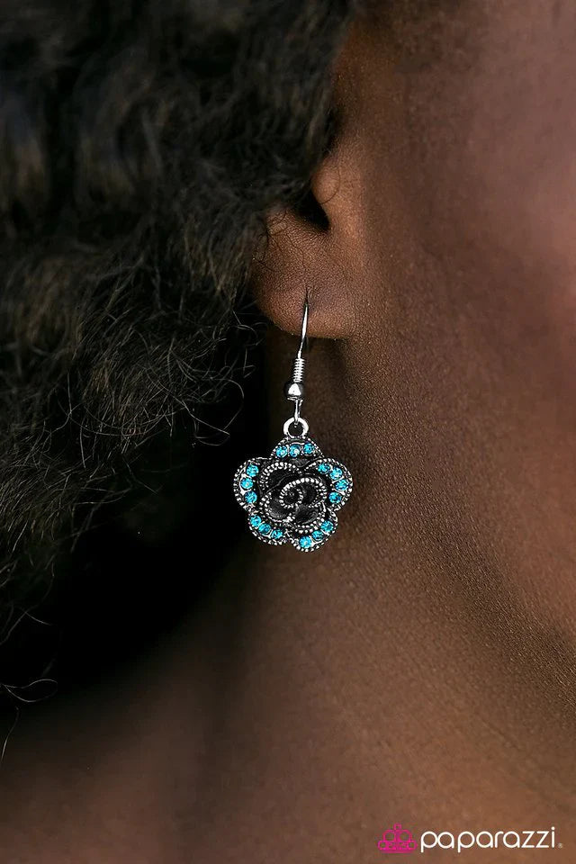 Paparazzi Earring ~ Give Her Roses - Blue