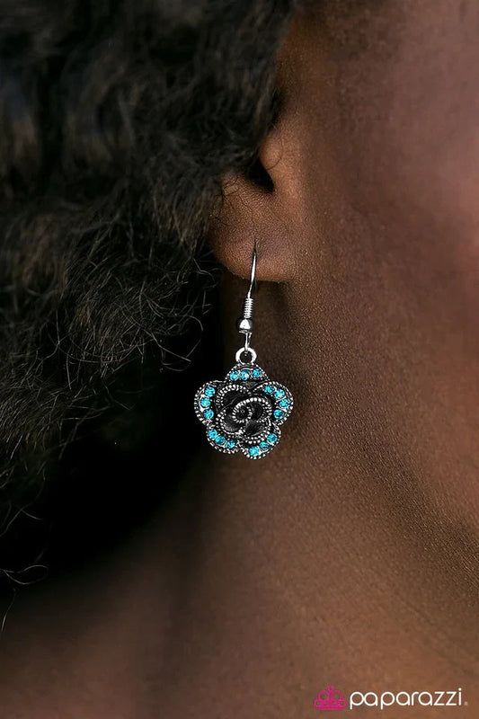 Paparazzi Earring ~ Give Her Roses - Blue