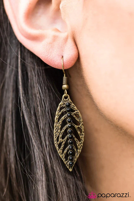 Paparazzi Earring ~ LEAF It At That - Brass