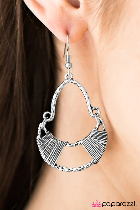 Paparazzi Earring ~ Rustic Radiance - Silver