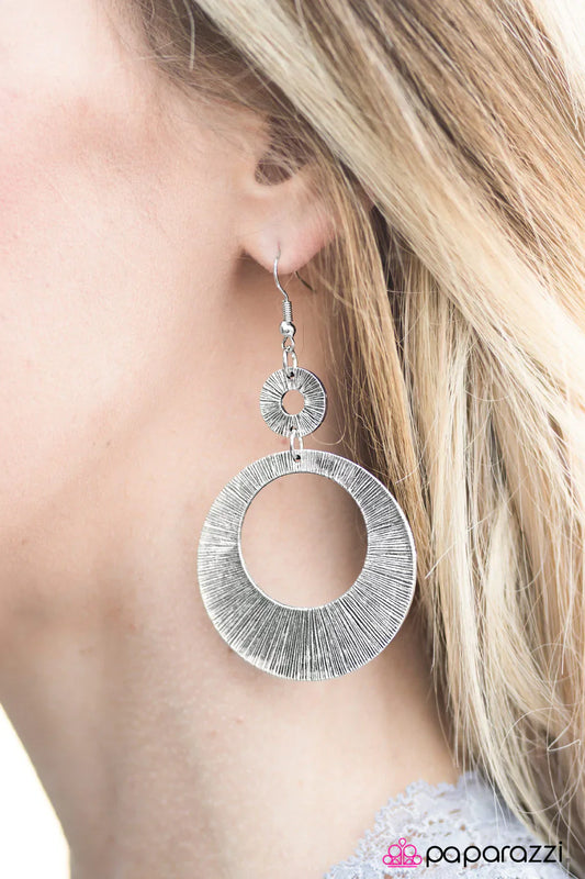 Paparazzi Earring ~ Winner Shimmer - Silver