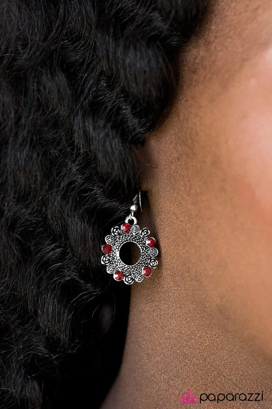 Paparazzi Earring ~ Royal Rose Garden - Red