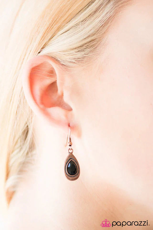 Paparazzi Earring ~ Timelessly Teardrops - Copper