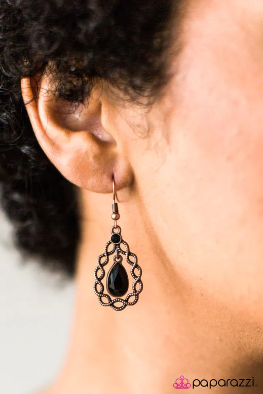 Paparazzi Earring ~ Teardrop Tango - Copper