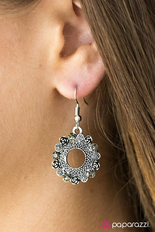 Paparazzi Earring ~ Royal Rose Garden - Silver