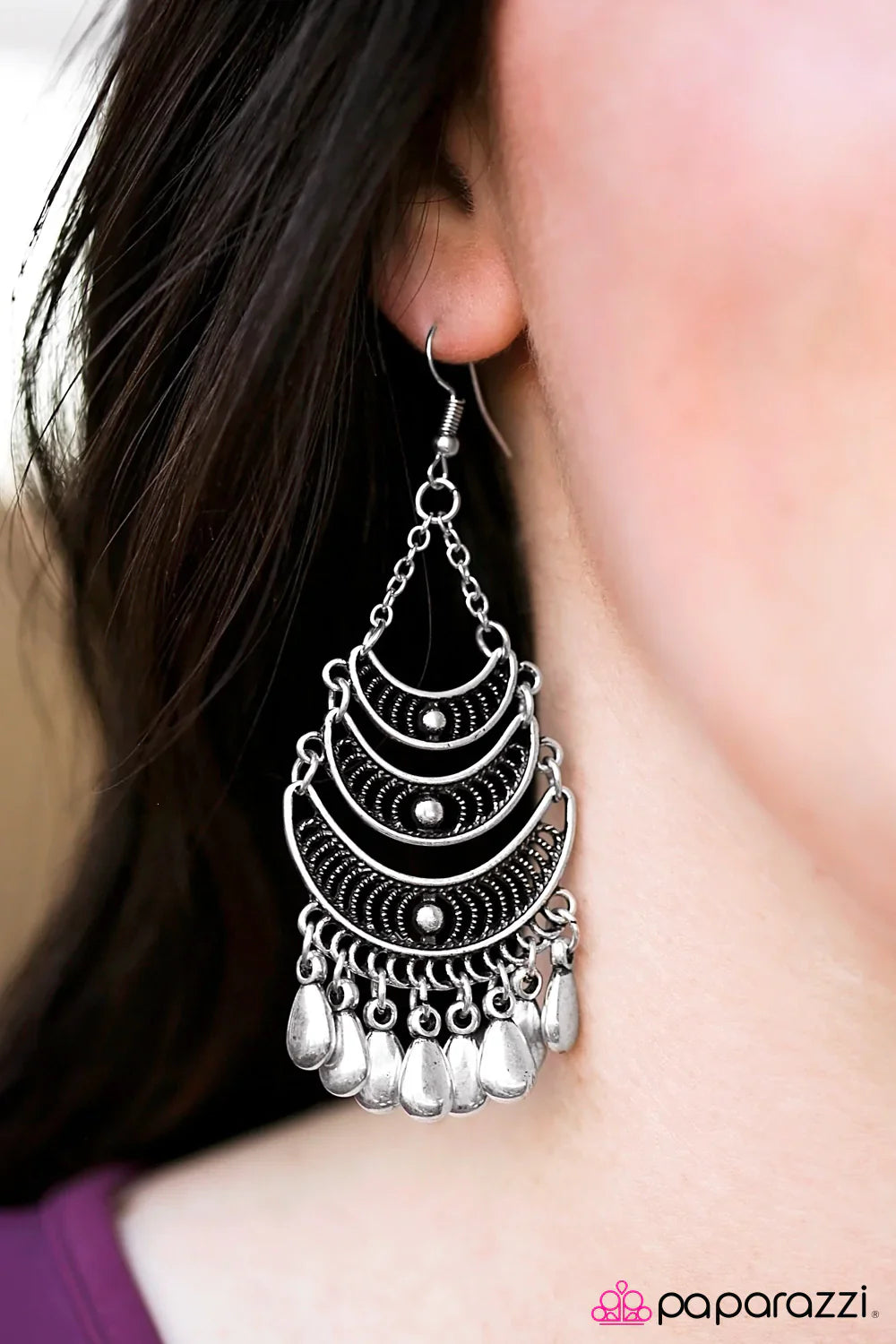 Paparazzi Earring ~ Mumbai Moons - Silver