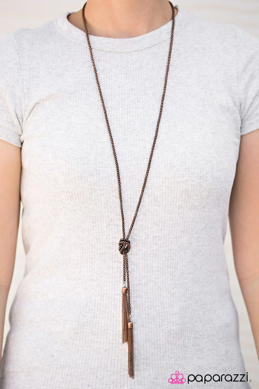 Paparazzi Necklace ~ I Love You KNOT - Copper