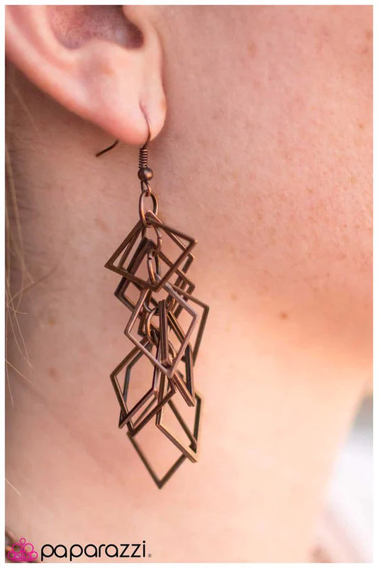 Paparazzi Earring ~ Shape Up - Copper