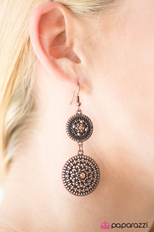 Paparazzi Earring ~ Wheel Of Wonder - Copper