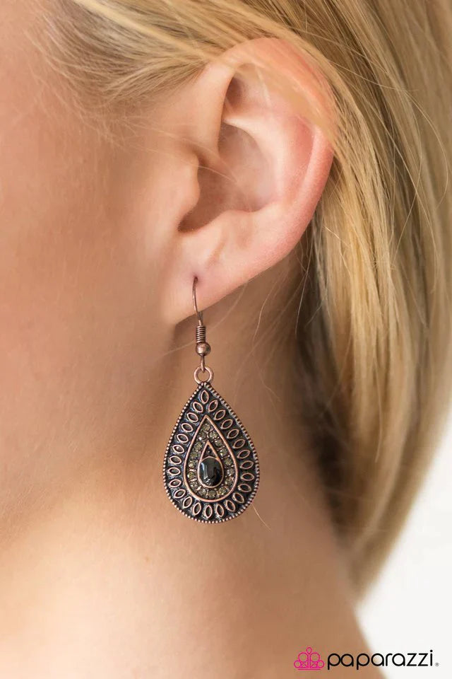 Paparazzi Earring ~ My Biggest TEAR - Copper