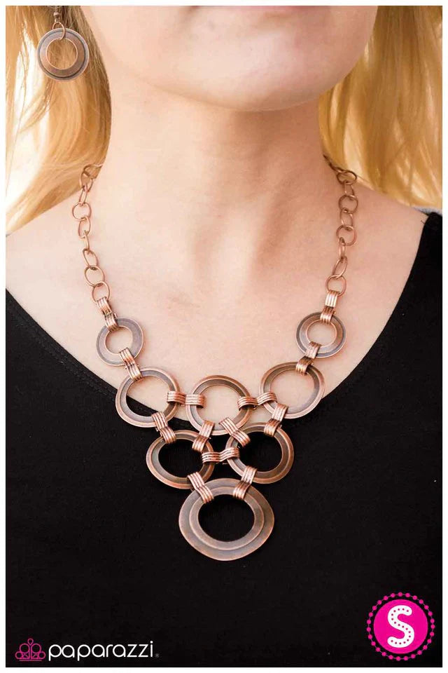 Paparazzi Necklace ~ Fiercely Fastened - Copper