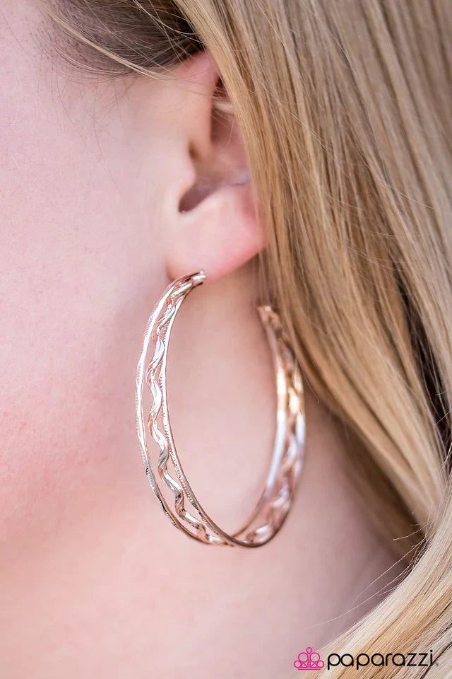 Paparazzi Earring ~ Chasing Daylight - Rose Gold