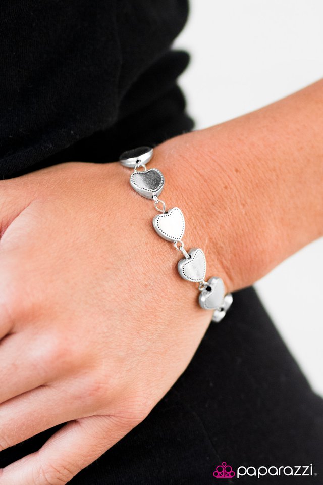 Paparazzi Bracelet ~ Nothing But HEARTBEAT - Silver