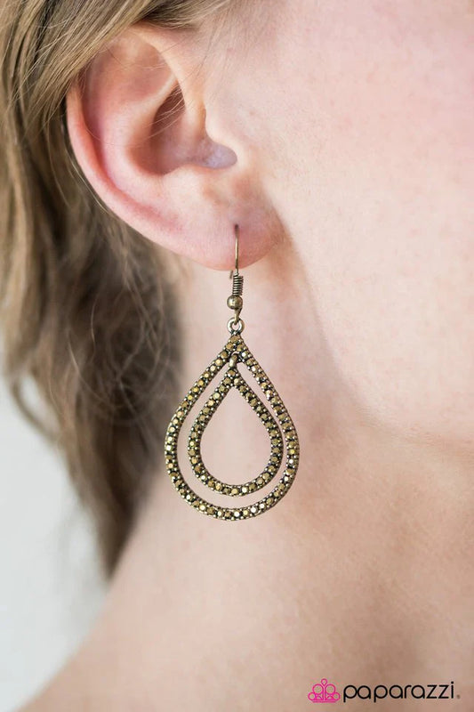 Paparazzi Earring ~ Monsoon Sparkle - Brass