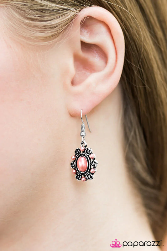 Paparazzi Earring ~ Radiant Roses - Orange