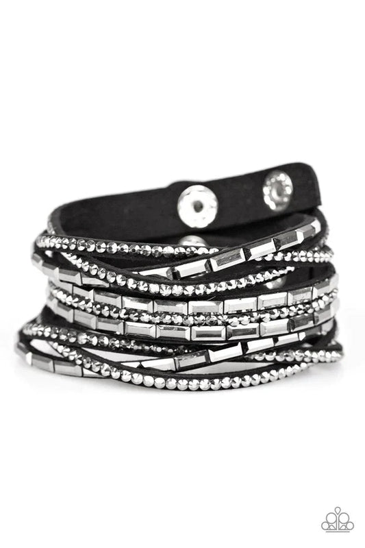 Paparazzi Bracelet ~ Rhinestone Riot - Black