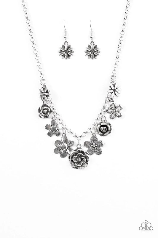 Paparazzi Necklace ~ Head Over ROSES - Silver