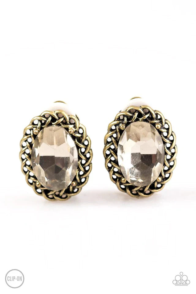 Paparazzi Earring ~ Royal CHAIN - Brass