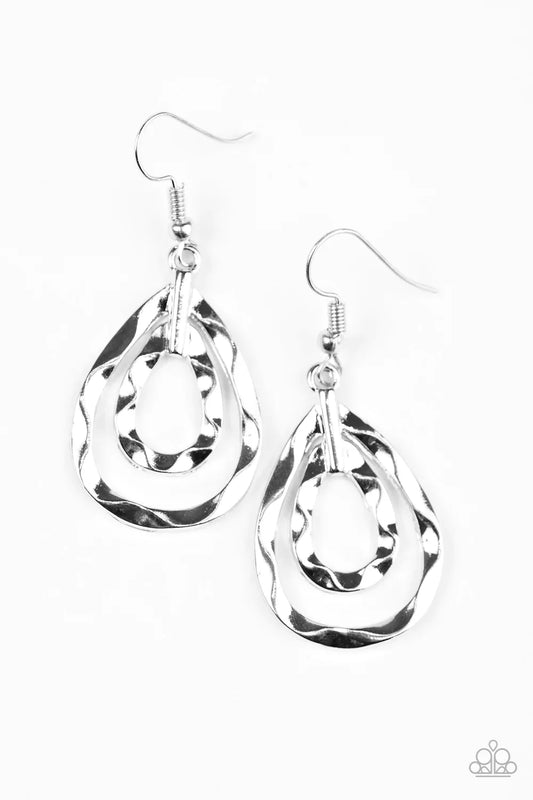 Paparazzi Earring ~ Twinkling Twisters - Silver