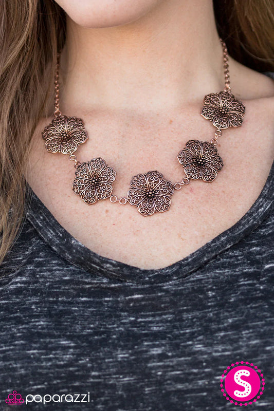 Paparazzi Necklace ~ Floral Fluorescence - Copper