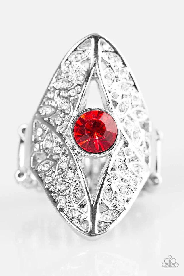 Paparazzi Ring ~ Glittering Gardens - Red