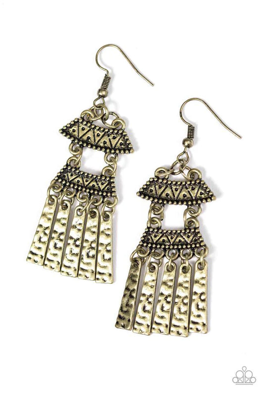 Paparazzi Earring ~ No Mans ISLAND - Brass