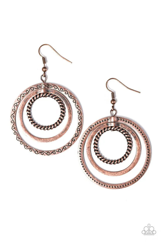 Paparazzi Earring ~ Go Get Em, TIGRESS - Copper