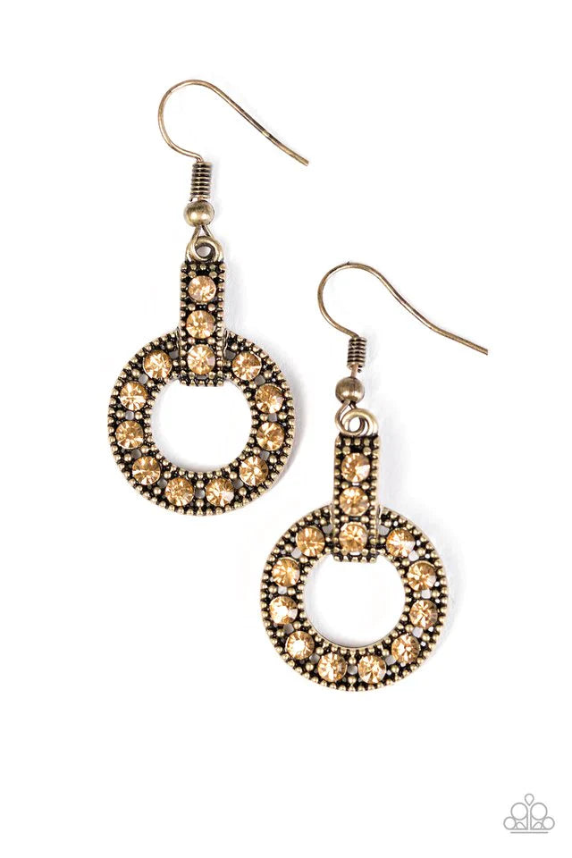 Paparazzi Earring ~ Midnight Ball - Brass