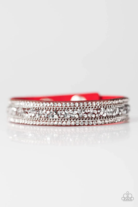 Paparazzi Bracelet ~ GLAM On Fire - Red