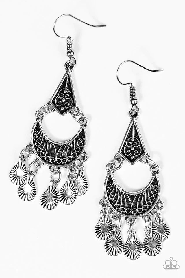 Paparazzi Earring ~ Shimmering Sands - Silver