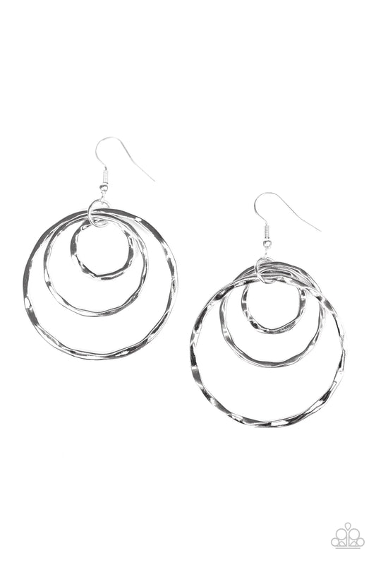 Paparazzi Earring ~ Whirling Worlds - Silver