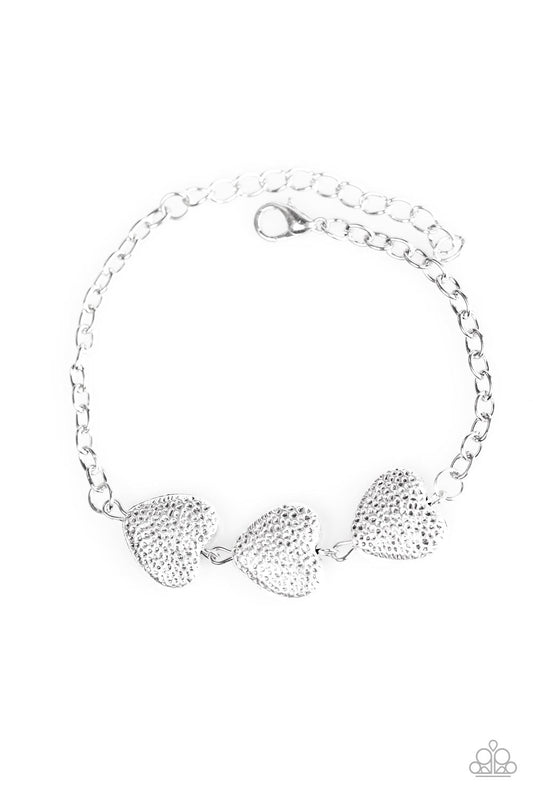 Paparazzi Bracelet ~ Hard Hearted - Silver