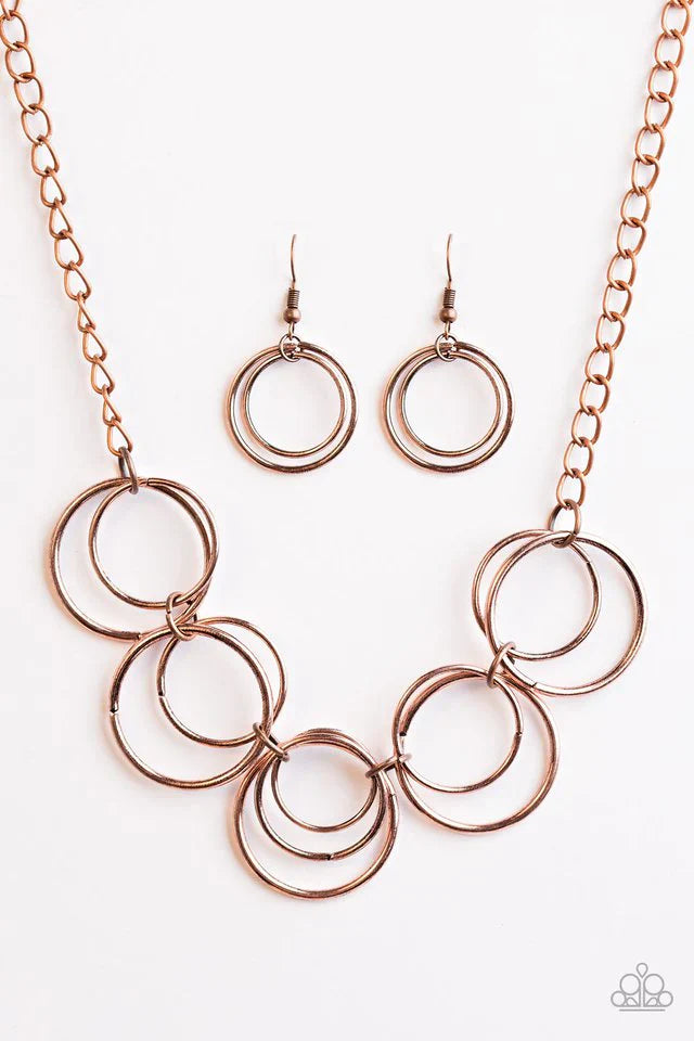 Paparazzi Necklace ~ CIRCLE du Soleil - Copper