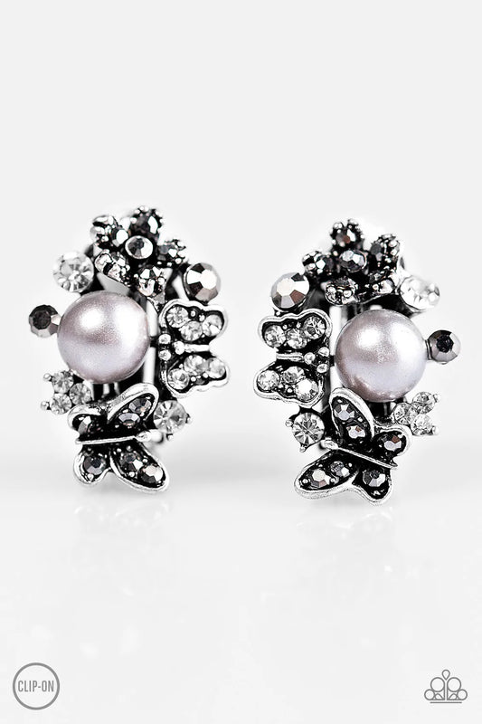 Paparazzi Earring ~ Butterfly Blooms - Silver