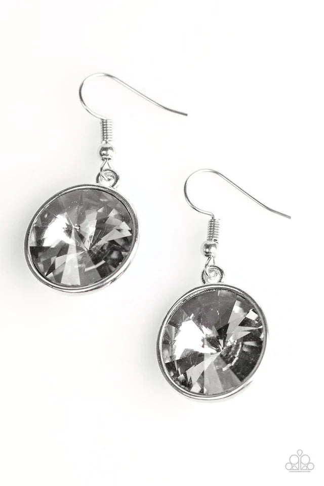 Paparazzi Earring ~ Classy and Glassy - Silver