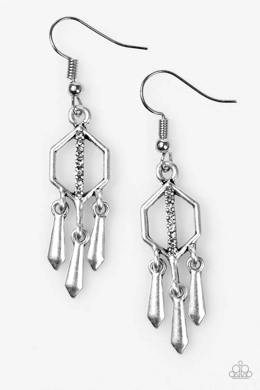 Paparazzi Earring ~ Leading Edge - Silver