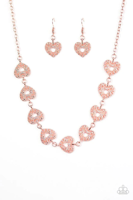 Paparazzi Necklace ~ Hearts Harmony - Copper